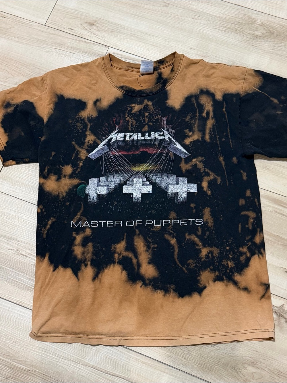 Y2K Metallica "Master of Puppets" Tie-Dye Tee - Black & Brown
